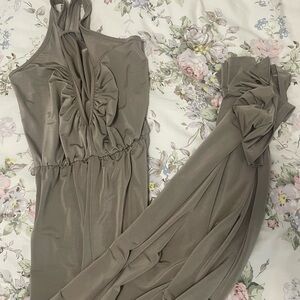 Elegant Taupe Halter Dress